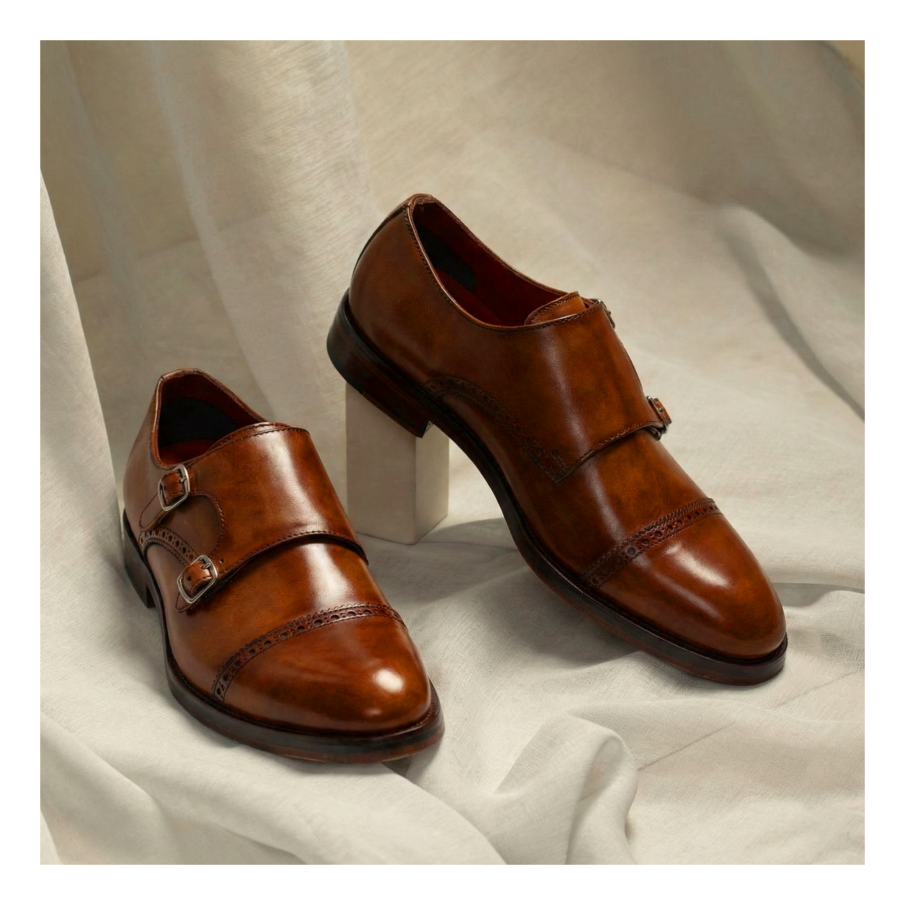 Captoe Double Monk Strap - Brown