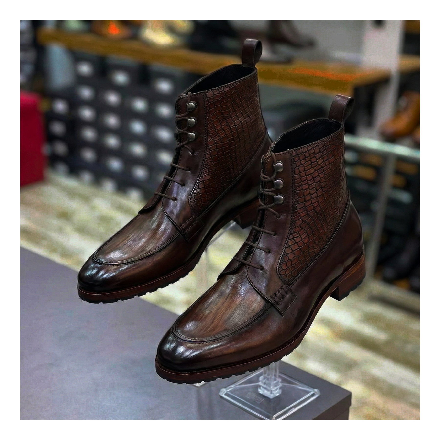 Derby Lace Up Boots - Brown