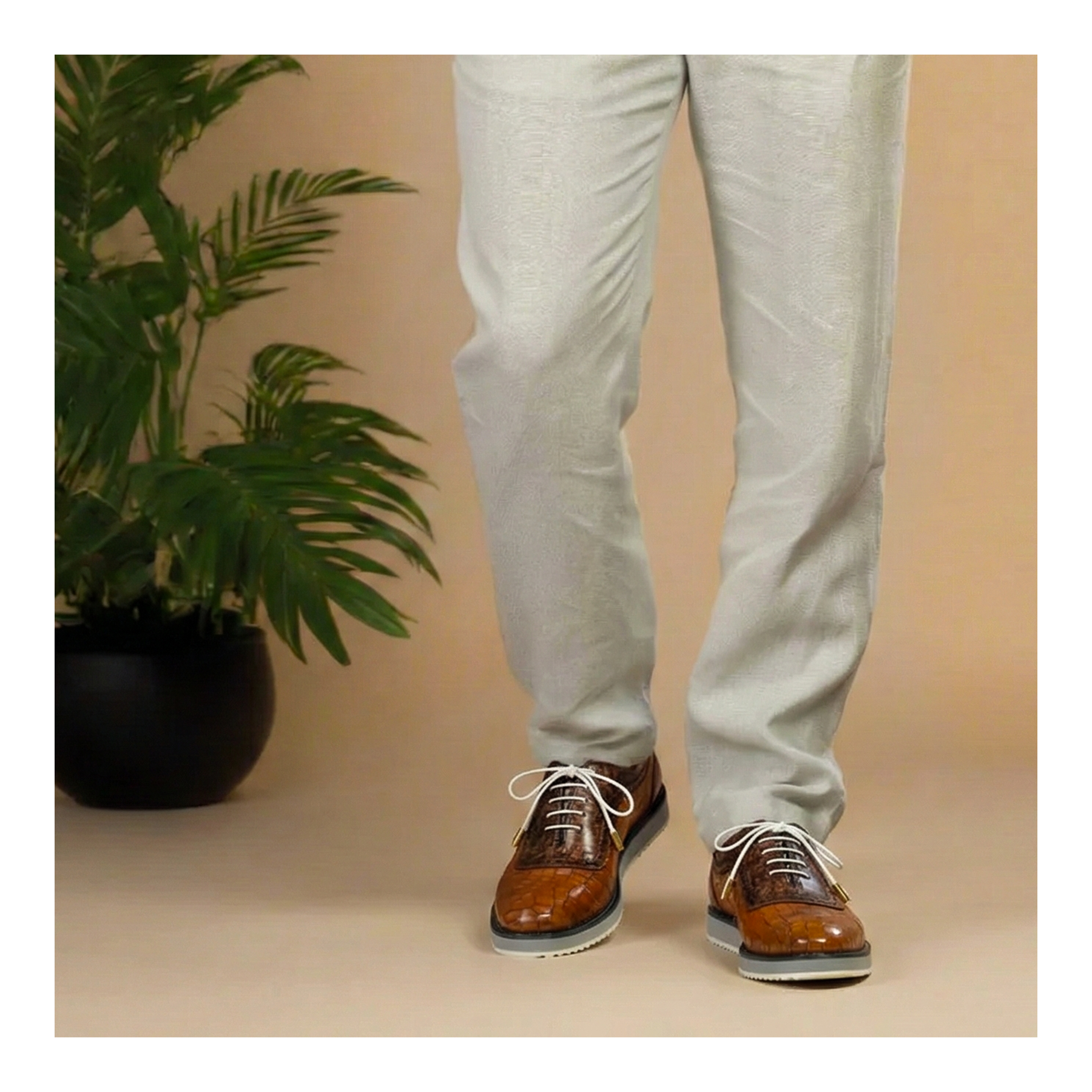 Oxford Sneakers- Croc Tan & Brown