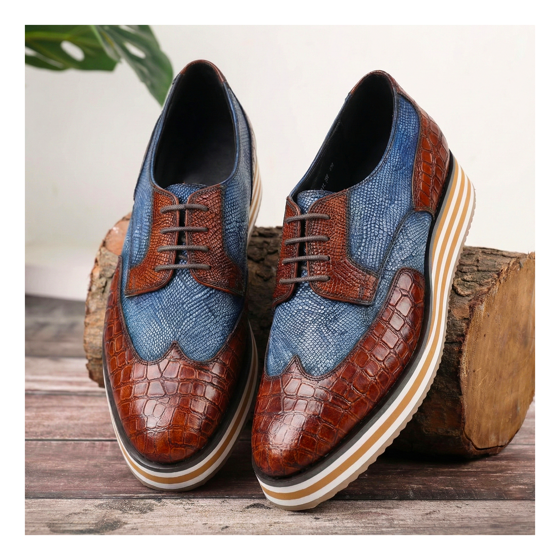 Wingtip Sneakers- Crocs Brown & Blue
