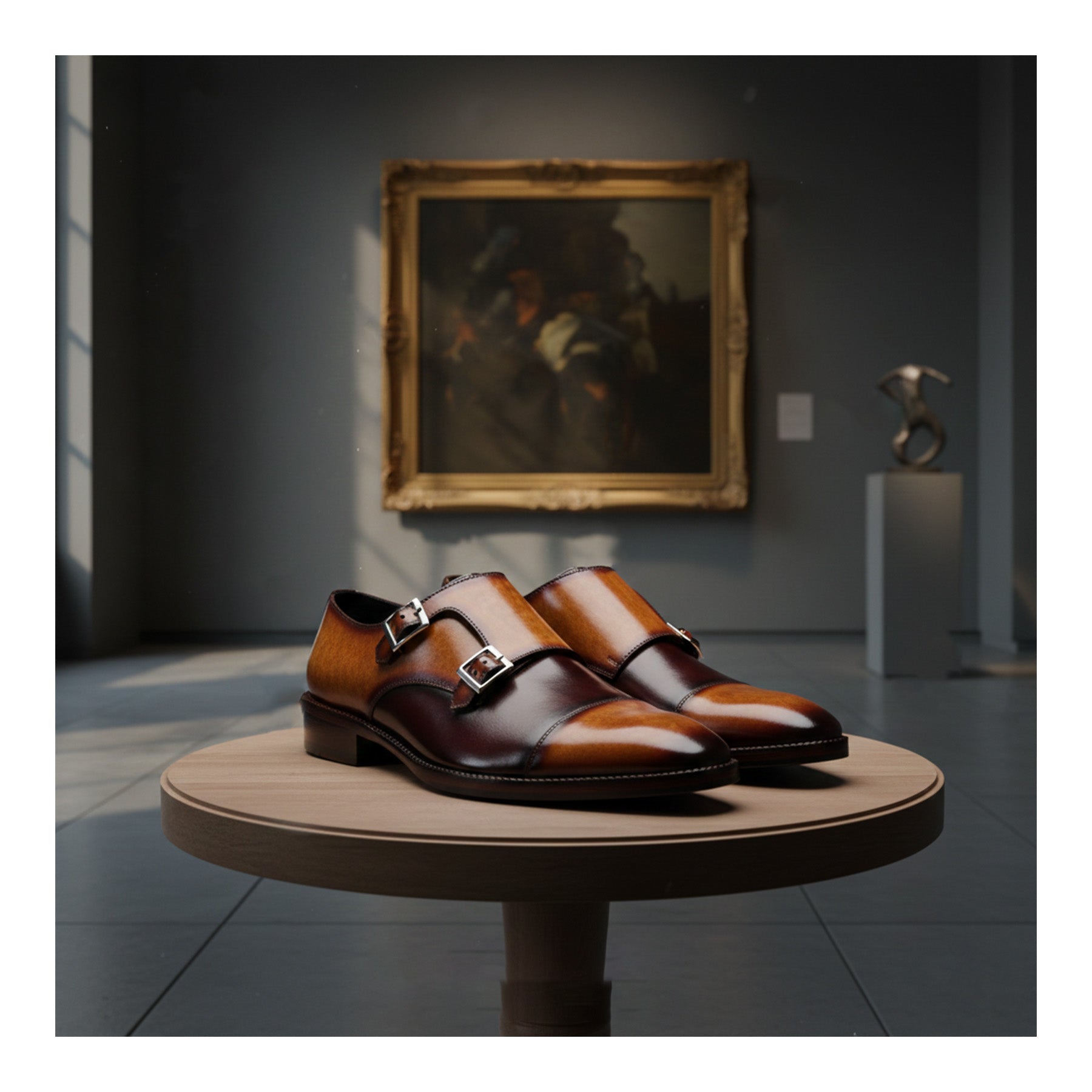 Captoe Double Monk Strap - Tan & Brown